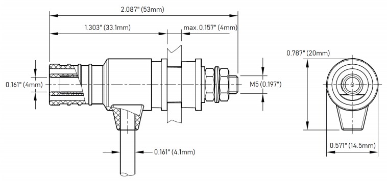 Mechanical Drawing - Pomona Electronics 73095 Spring-Loaded Binding Posts